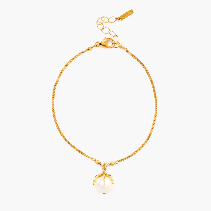 幸せなふたりに贈る結婚祝い SALE】ラーク ホワイトパール チャーム ブレスレット キーホルダー・アクリルキーホルダー