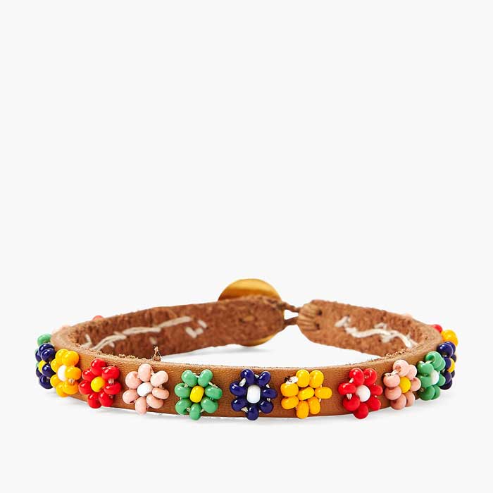 Chan Luu X Ethical Fashion Initiative インディゴマルチ シードビーズ 花柄 1連ラップブレスレット ブレスレット Chan Luu 公式オンラインショップ