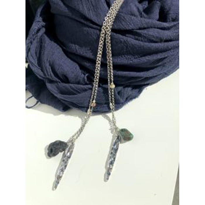 SALE】アシンメトリー ストーン チャーム シルバーチェーン