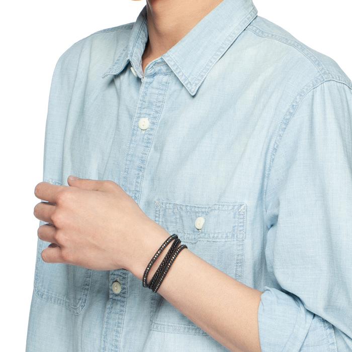 SALE】ストーンビーズミックス 3連ラップブレスレット メンズ