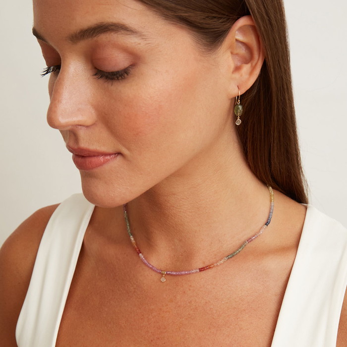腕時計、アクセサリー レディースアクセサリー K14 サファイアミックス ダイヤモンド ネックレス ネックレス CHAN LUU 